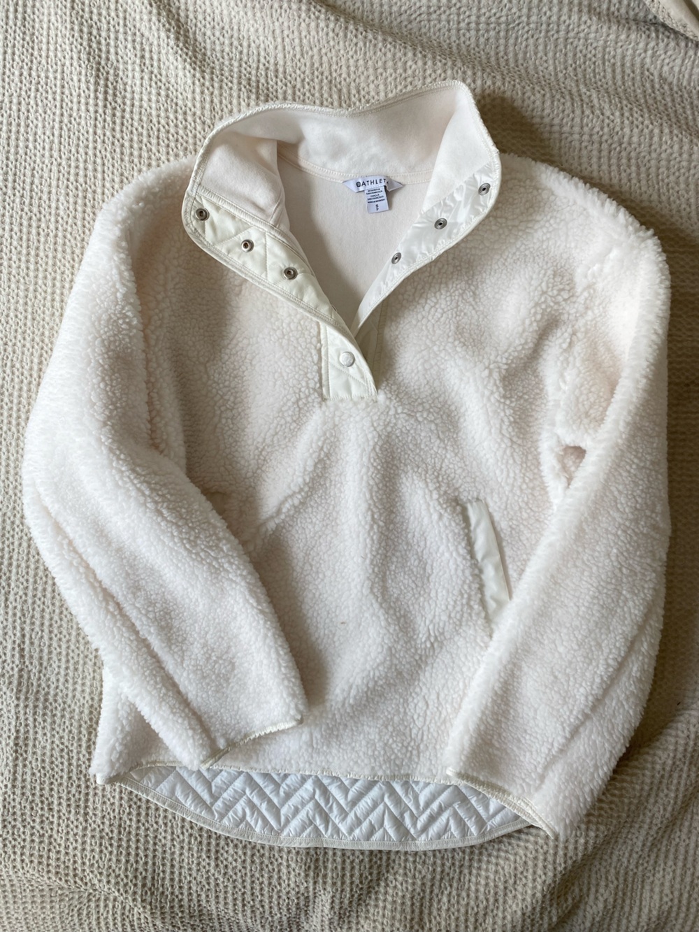 Athleta Ivory Sherpa Snap-Front Jacket